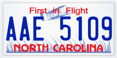 NC license plate AAE5109