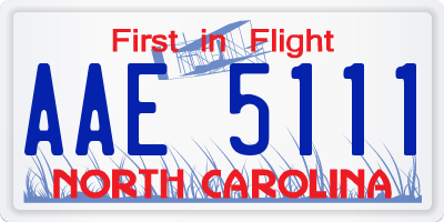 NC license plate AAE5111