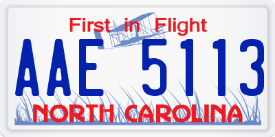 NC license plate AAE5113