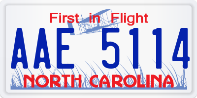 NC license plate AAE5114