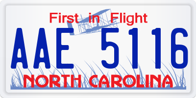 NC license plate AAE5116