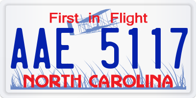 NC license plate AAE5117