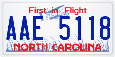 NC license plate AAE5118