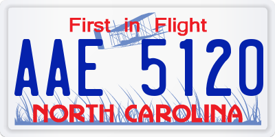 NC license plate AAE5120