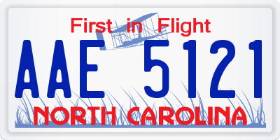 NC license plate AAE5121