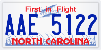 NC license plate AAE5122