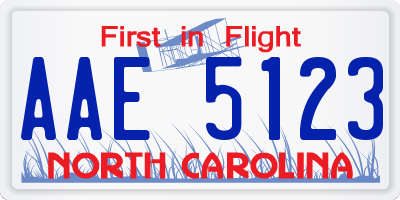 NC license plate AAE5123