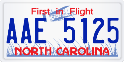 NC license plate AAE5125