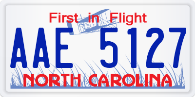 NC license plate AAE5127