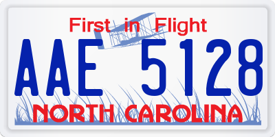 NC license plate AAE5128