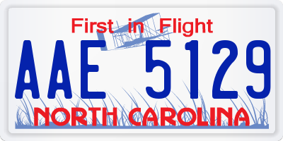 NC license plate AAE5129