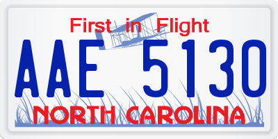 NC license plate AAE5130