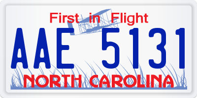 NC license plate AAE5131