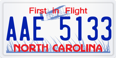 NC license plate AAE5133