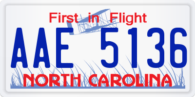 NC license plate AAE5136