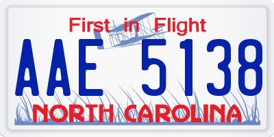 NC license plate AAE5138