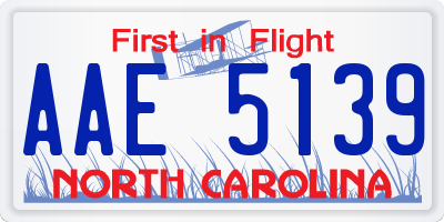 NC license plate AAE5139