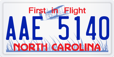 NC license plate AAE5140