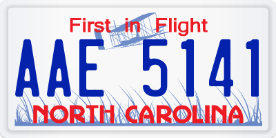 NC license plate AAE5141