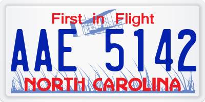 NC license plate AAE5142