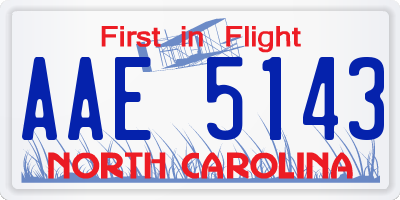 NC license plate AAE5143