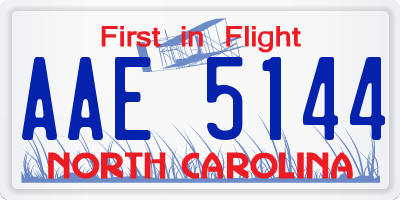 NC license plate AAE5144