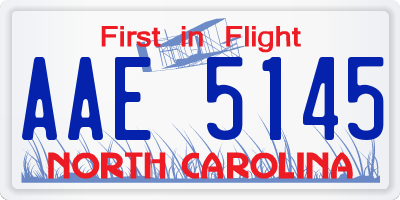 NC license plate AAE5145