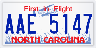 NC license plate AAE5147