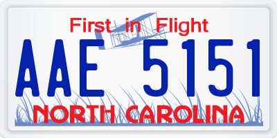 NC license plate AAE5151