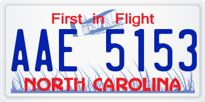 NC license plate AAE5153