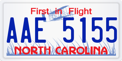 NC license plate AAE5155