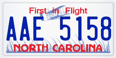 NC license plate AAE5158