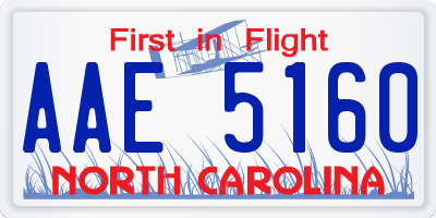 NC license plate AAE5160