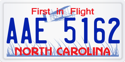 NC license plate AAE5162