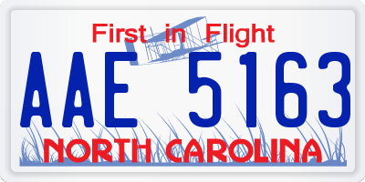 NC license plate AAE5163