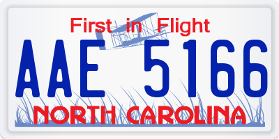 NC license plate AAE5166