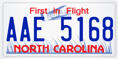 NC license plate AAE5168