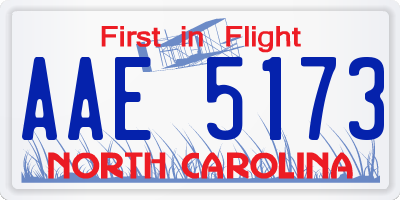 NC license plate AAE5173