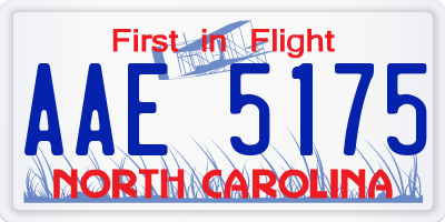 NC license plate AAE5175