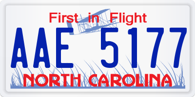 NC license plate AAE5177