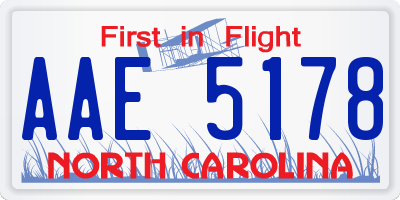 NC license plate AAE5178