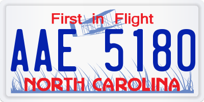 NC license plate AAE5180