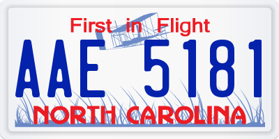 NC license plate AAE5181