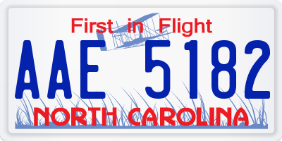 NC license plate AAE5182