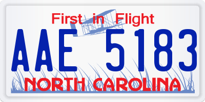 NC license plate AAE5183