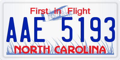 NC license plate AAE5193