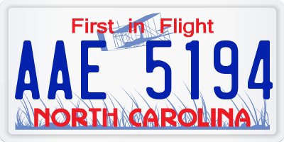 NC license plate AAE5194