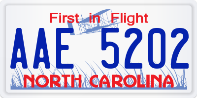 NC license plate AAE5202