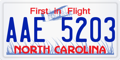 NC license plate AAE5203