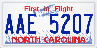 NC license plate AAE5207